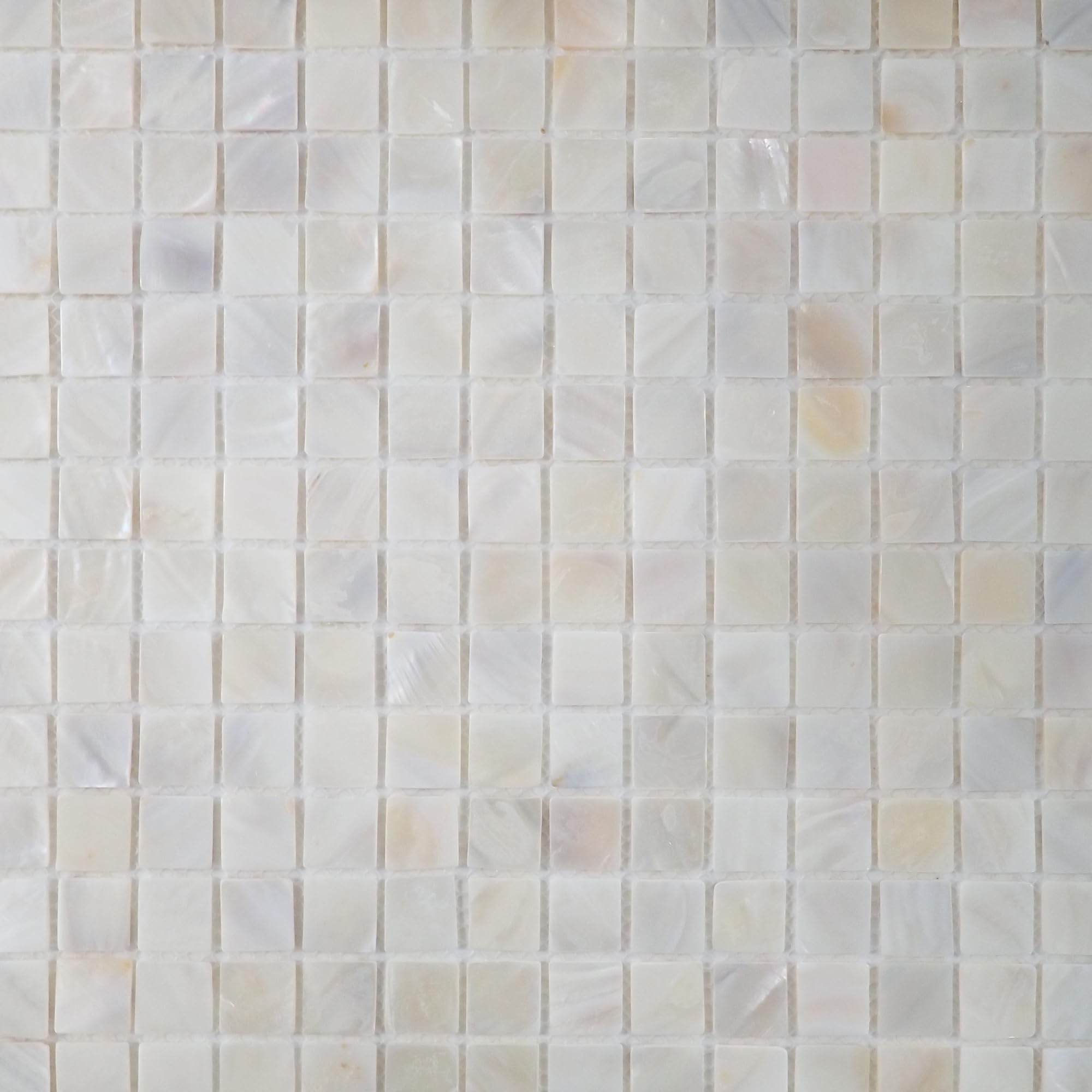 Incudo White Mother of Pearl Square Mosaic Tile - 305x305mm, Mesh Backing