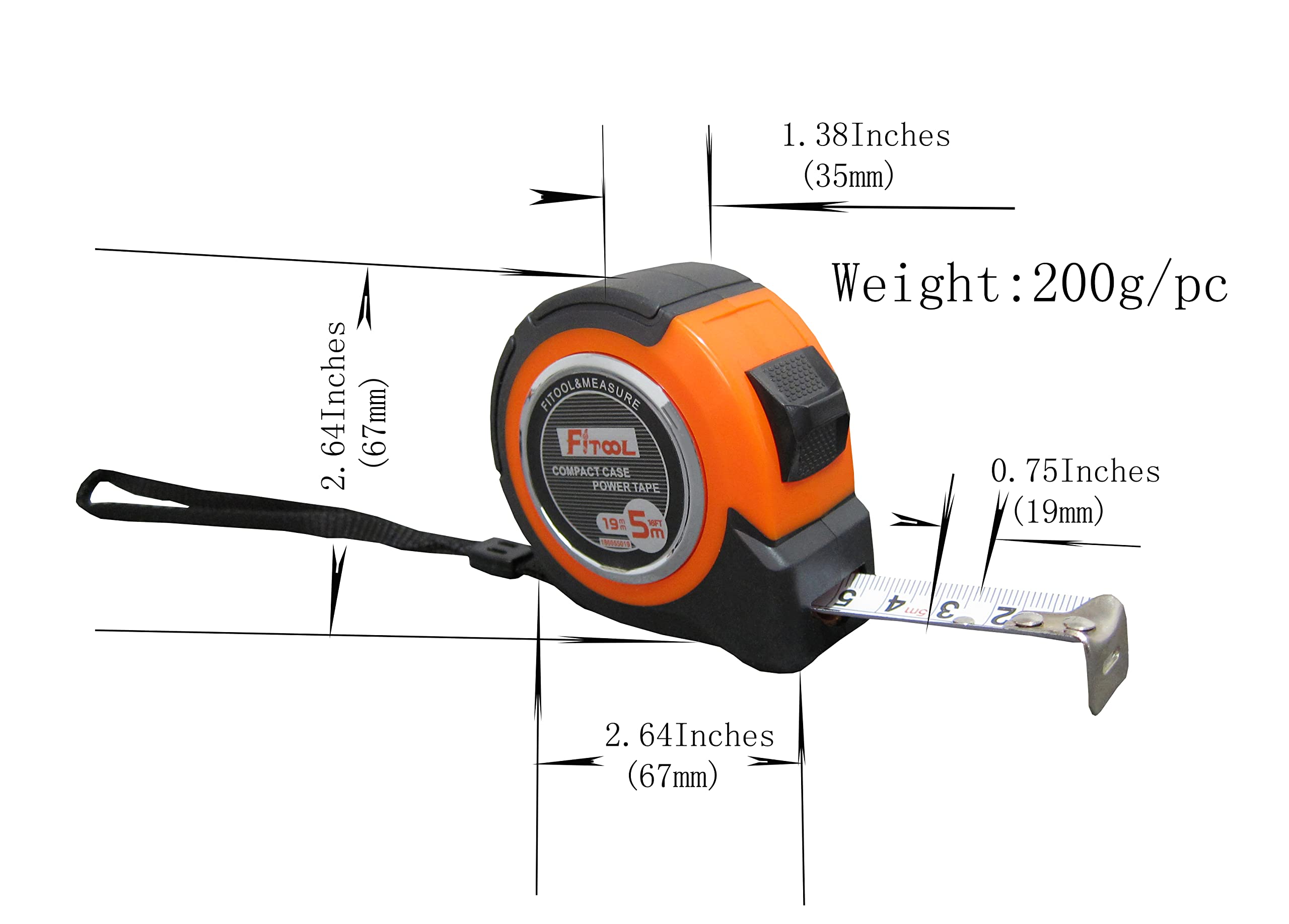 Mètre Ruban Professionnel à Double échelle (pouce/cm) 3 M Control-Lock