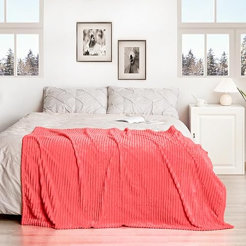 Vista 156 de Vessia Manta de franela de forro polar, 300GSM, acogedora manta a rayas verde salvia para sofá, cama y sofá, cálida y suave, acogedora manta