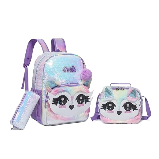 Mochila infantil, Kit Escolar 3 Peças, Mochila com Lancheira e Estojo, para Crianças Acima de 1,2m