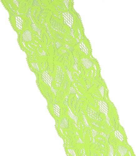Miniatura 7 de Cinta de encaje elástico de 10 yardas, color verde, patrón floral, tela de encaje elástica para costura, ropa, manualidades y envoltura de regalos