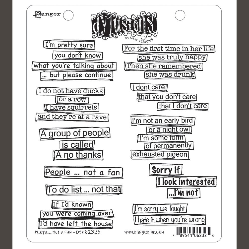 Ranger Multi-Colour Dylusions Stamp Set People..Not A Fan, Synthetic Material, 24.3 X 17.8 X 0.6 Cm