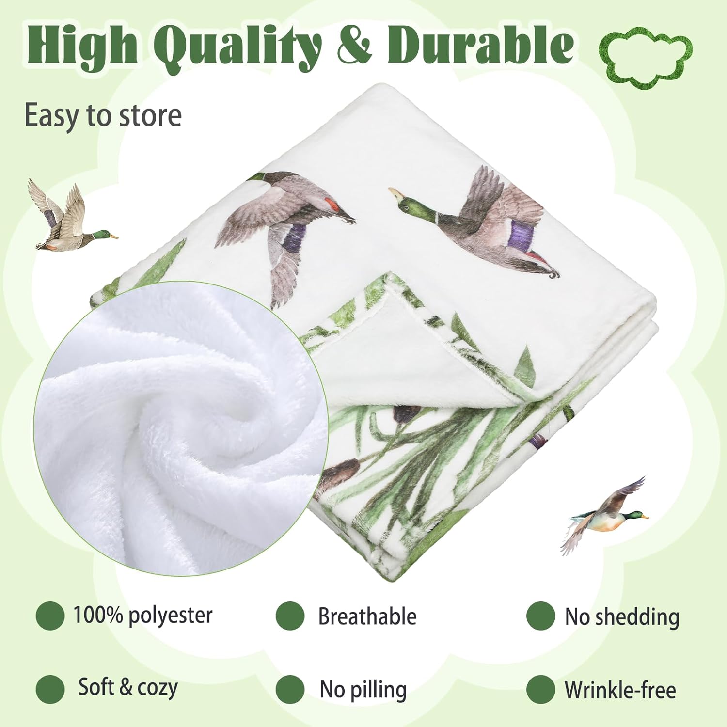 Preboun Baby Monthly Milestone Blanket 40"x60" Mallard Duck Months Blanket Photo Props Mallard Duck Stuff Growth Chart Milestone Gift for Boy or Girl with Felt Marker Newborn Photoshoot - Image 3