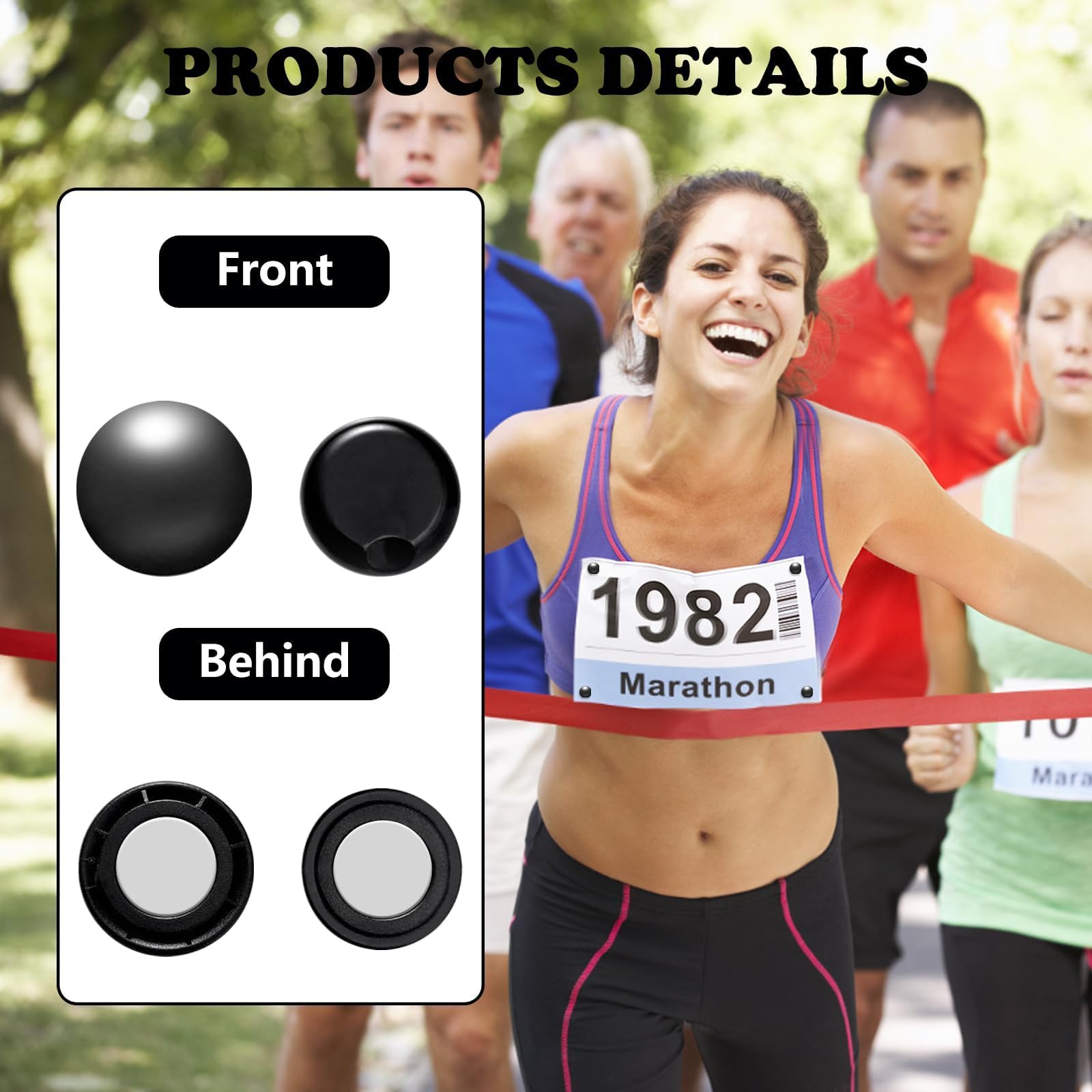Lot de 12 clips pour dossard de course marathon, porte-numéro, aimants