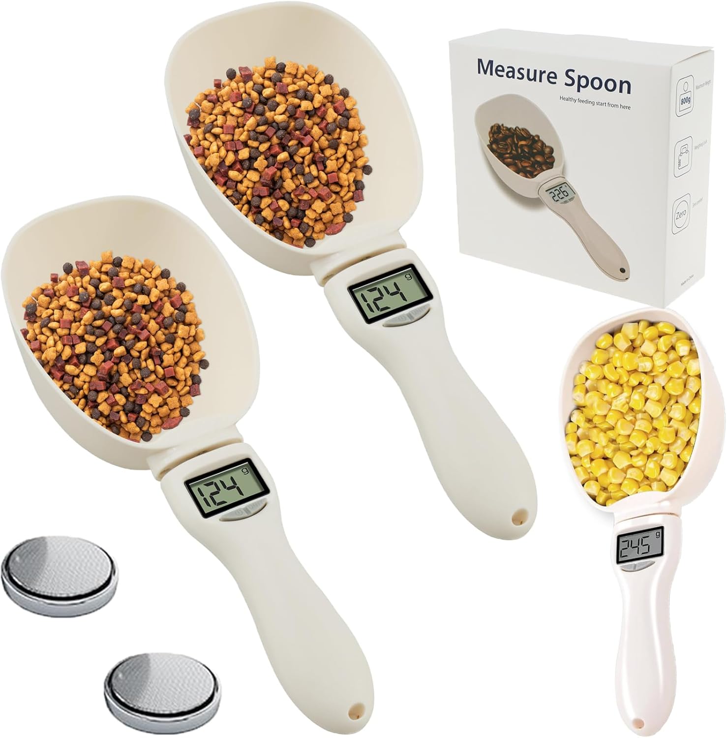 2026 Upgrade Electronic Measuring Spoon With Conversion, Smart Electronic Measuring Cup, Weigh As You Scoop, Rechargeable, 800g / 0.1g High Precision With Lcd Screen (2, Rechargeable)