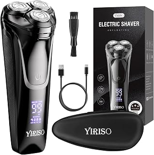 Electric Razor for Men, 4D Floating Head Men's Shaver Black | 90Min Long-Lasting, 4D Floating Head, LCD Display, Sensitive Skin Suitable, IPX6 Waterproof, USB-C , Travel Lock& Travel Case