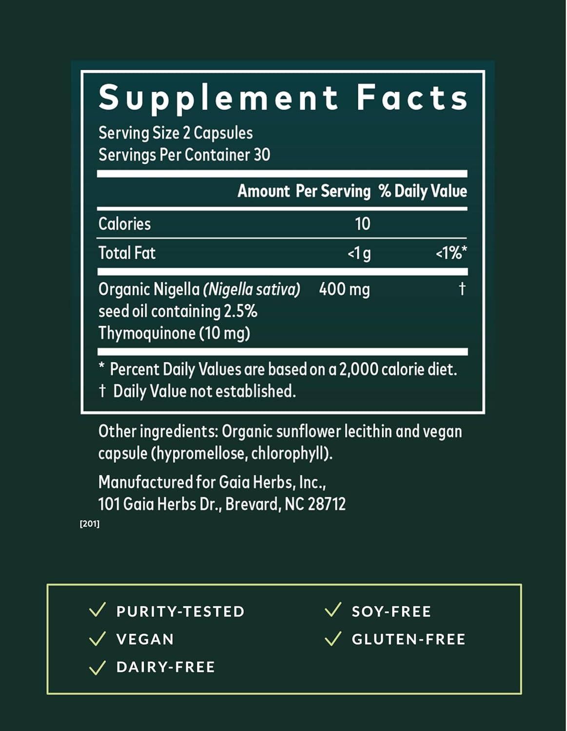 Gaia Herbs Black Seed Oil - Cold-Pressed Capsules with Nigella Seed Traditionally Used for Lung, Respiratory & Antioxidant Support* - Herbal Supplement - 60 Vegan Liquid Phyto-Caps (30 Servings) - Image 3