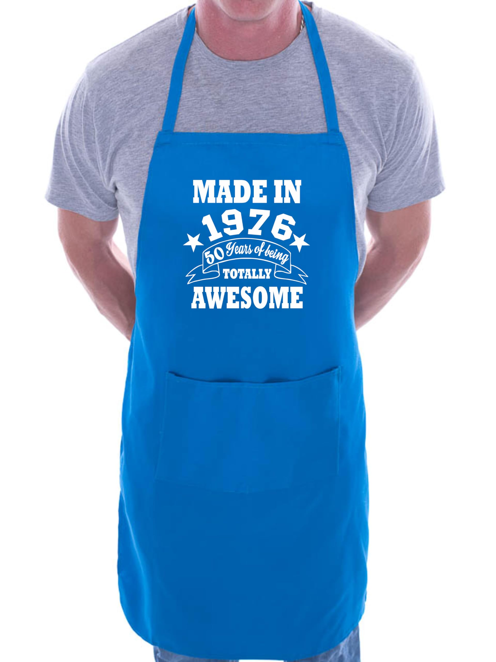 Print4U 50th Birthday Made In 1976 BBQ Cooking Funny Novelty Apron Blue