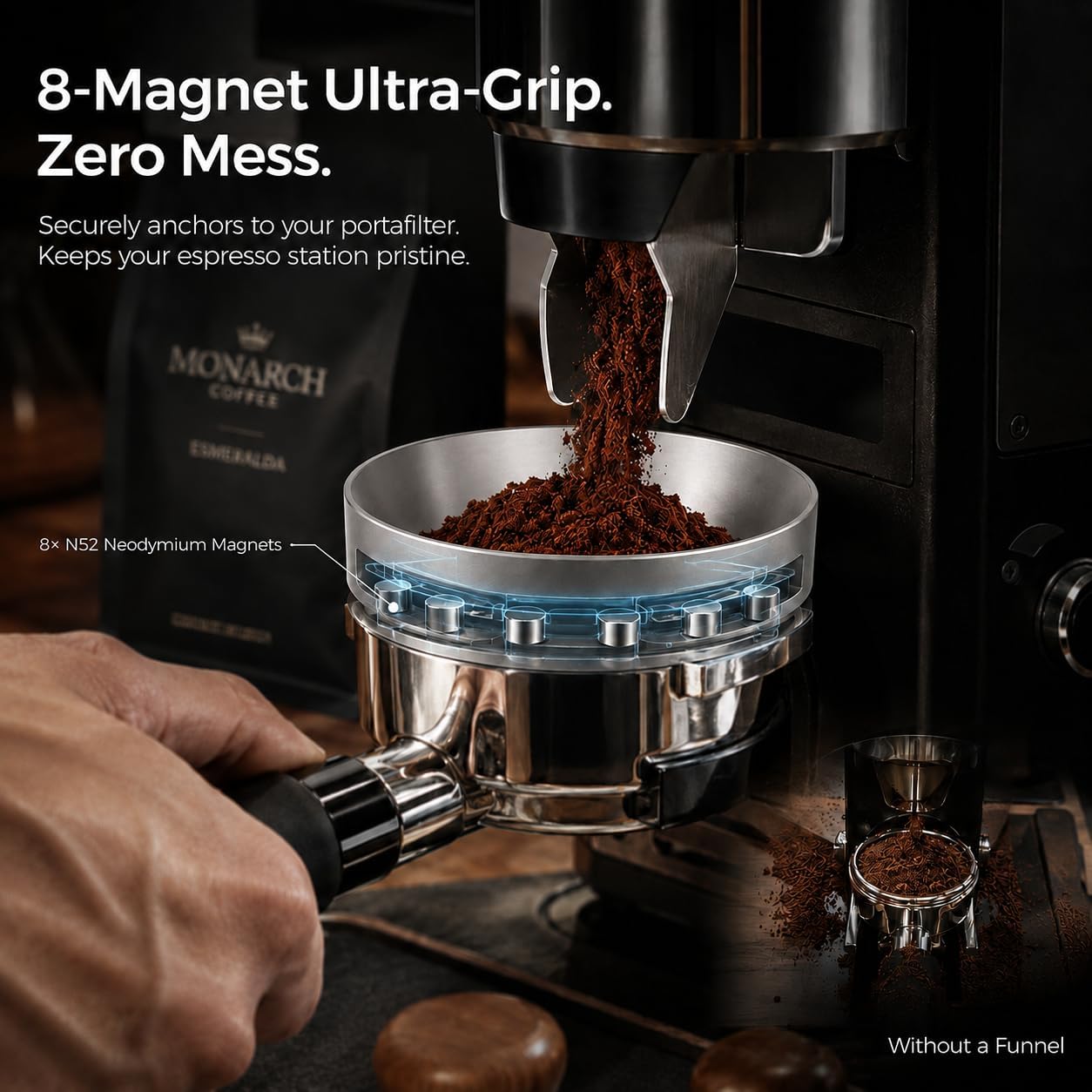 51 mm Siebträger Zubehör Set, 6-teilig mit 2-in-1 Tamper & Distributor, WDT Tool, magnetischem Dosierring, Edelstahl Puck Screen, Tampermatte und Bürste, kompatibel mit De'Longhi