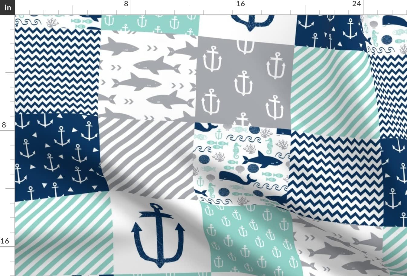 Spoonflower Fabric - Nautical Cheater Printed on Minky Fabric by The Yard - Sewing Baby Blankets Quilt Backing Plush