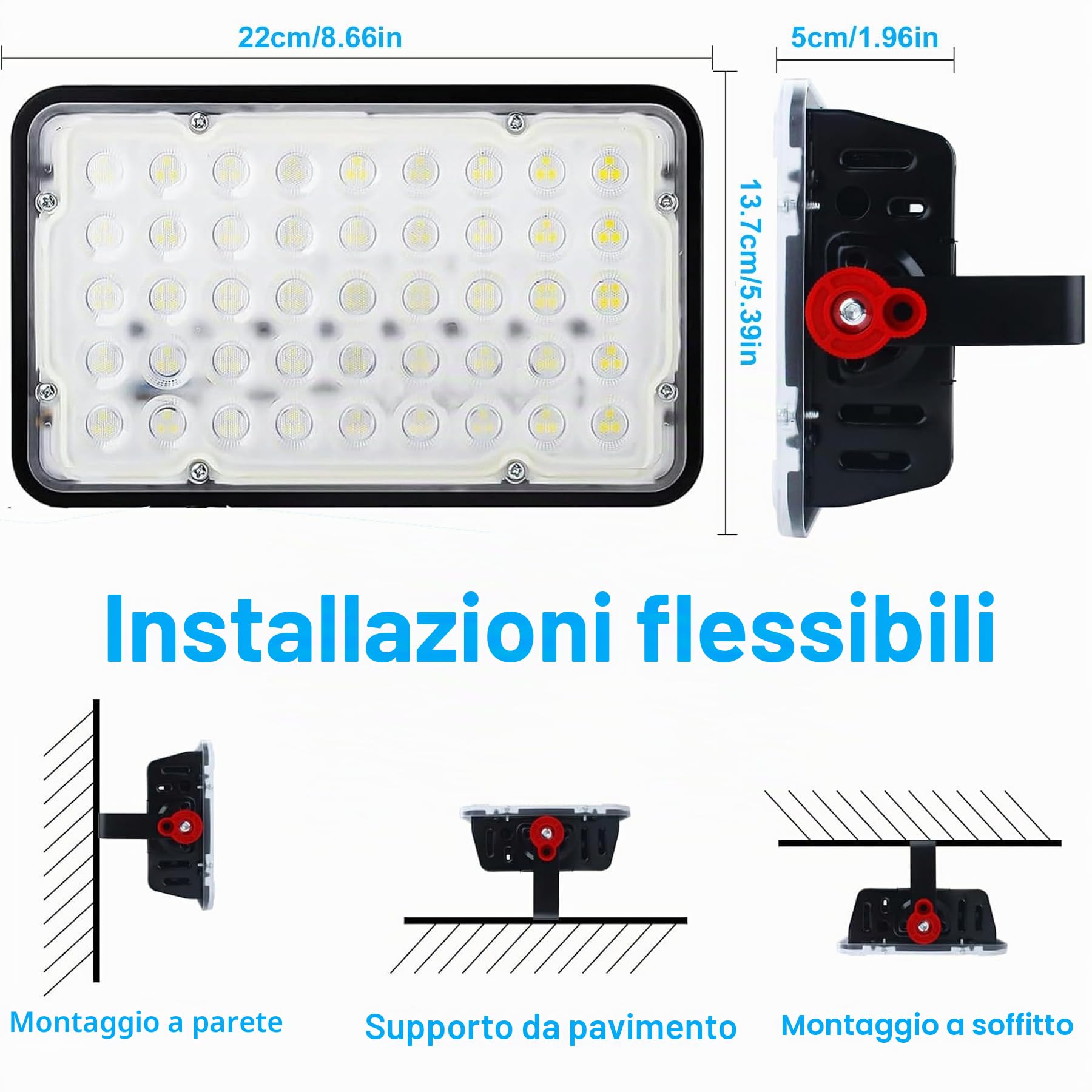 Faretto LED 100W, 2 Pezzi 10000LM Faretto LED da Esterno 6500K Bianco Freddo Faretti LED da Esterno IP66 Impermeabile Faro LED Esterno per Terrazza Garage Giardino Cortile Piazza