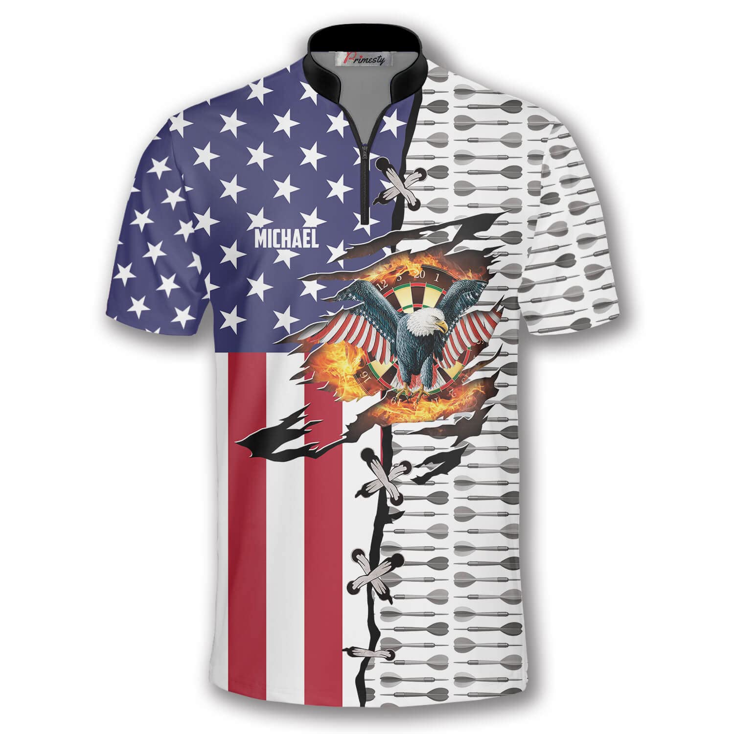 PRIMESTY Personalized Dart Jerseys for Men, Dye-Sublimated Custom Darts Jerseys with Name and Team Name, Size S-5XL