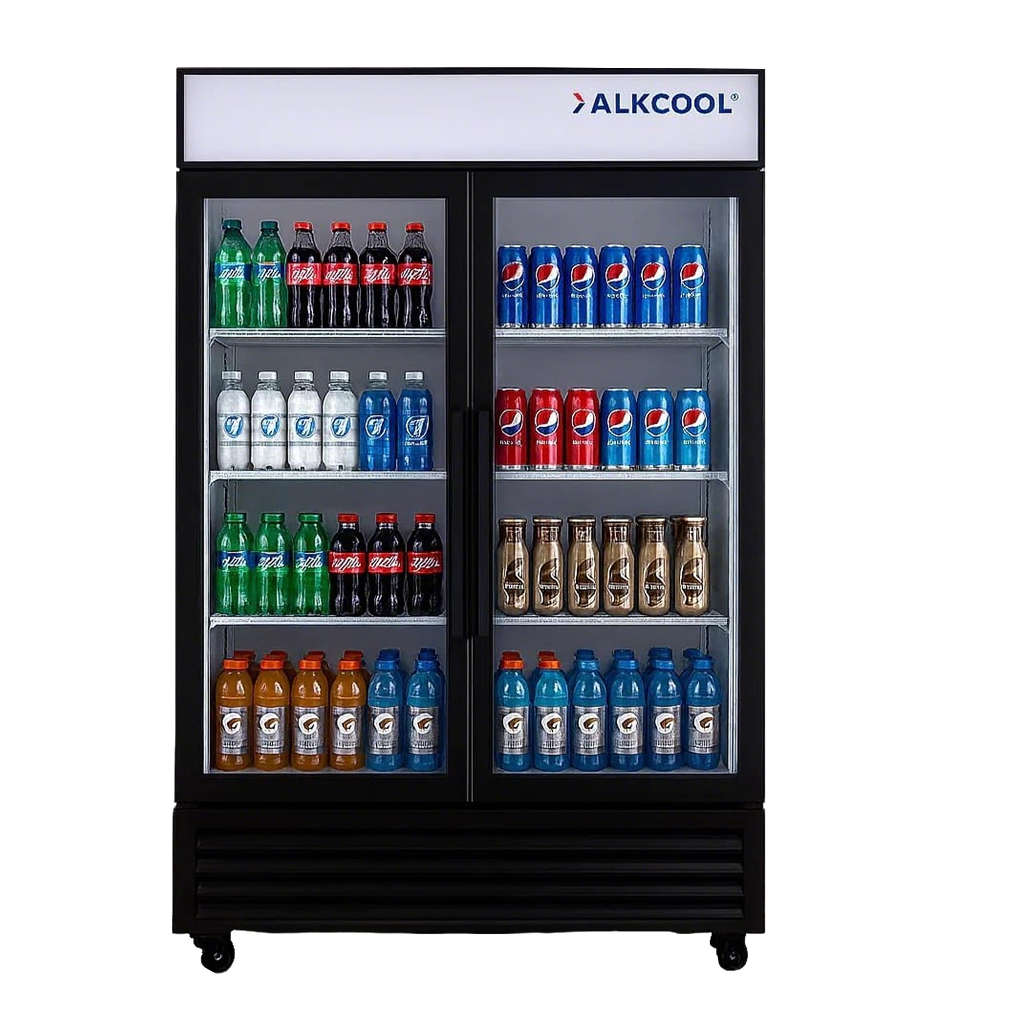 Commercial Beverage Display Refrigerator Fridge, Two Glass Door Merchandiser Drink Cooler with LED Light Adjustable Shelves,ETL and NSF Approval,30 Cu Ft,39.5" Wide(Hinge Door)