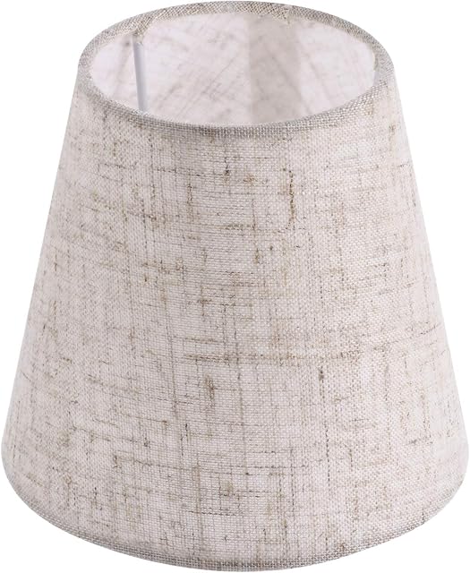 Uonlytech Small Lamp Shade Cloth Barrel Fabric Fabric Lampshade Table Lamp Cover Chandelier Lampshade Replacement for Home, 1pcs Flax