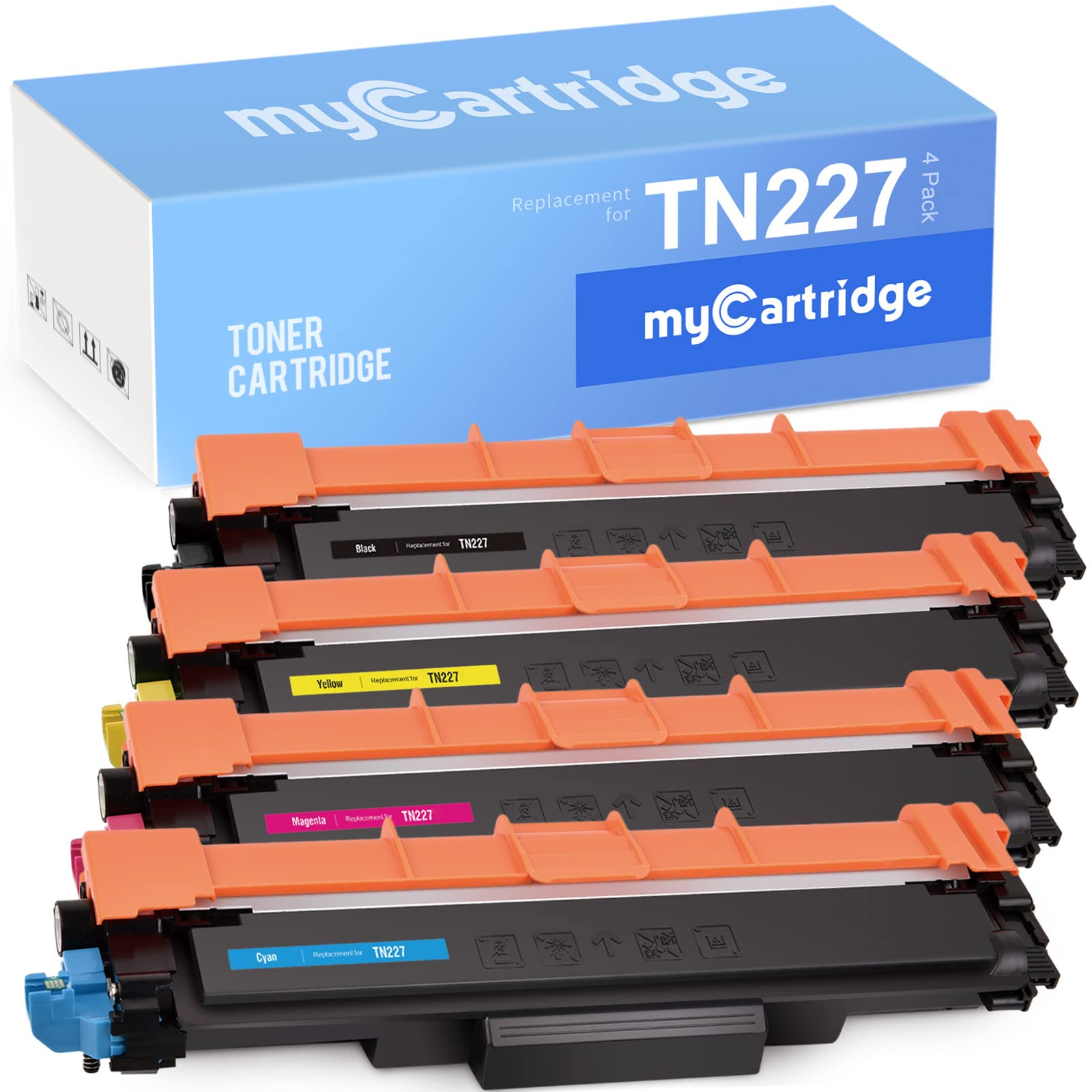 myCartridge Compatible Toner Cartridge Replacement for Brother TN227 TN223 (1 Black,1 Cyan,1 Magenta,1 Yellow, 4-Pack) Fit HL-L3210CW,L3230CDW,L3270CDW,L3290CD,MFC-L3710CW,L3750CDW,L3770CDW