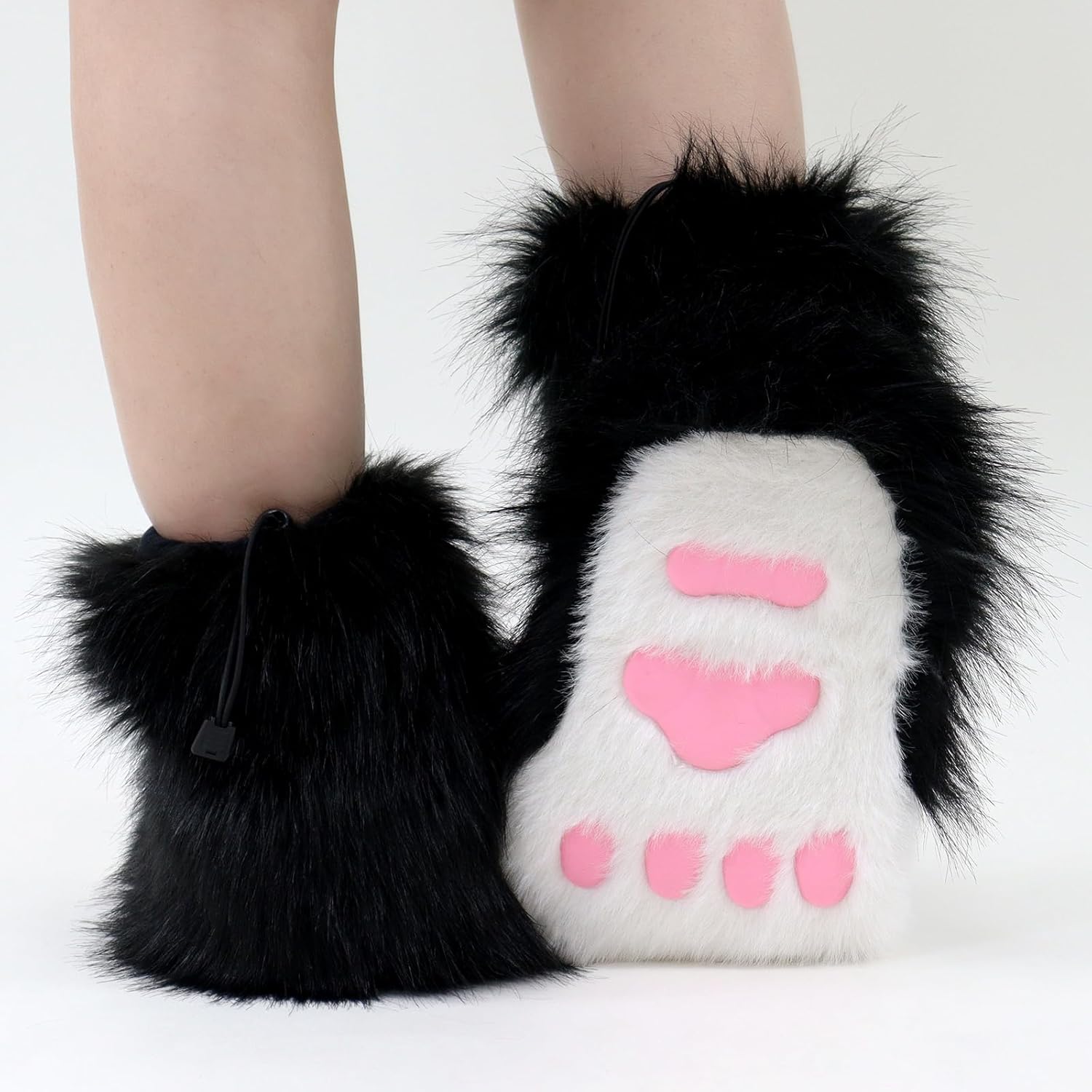 Animal Fuzzy Slippers Bear Cat Wolf Dog Fox Fursuit Feet Paw Claw Shoes Furry Boots Costume Accessories for Adult Kids - Image 2
