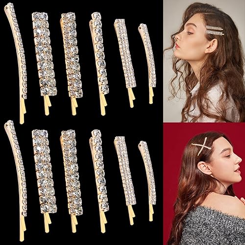 12 pinzas para el pelo de novia con diamantes de imitación, horquillas de aleación de diamantes de imitación, pinzas de pelo de cristal, pasador de
