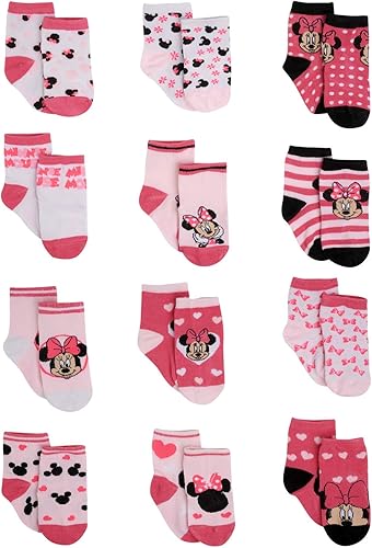 Disney Baby Girls Socks - 12 Pack Minnie Mouse Daisy Disney Princess Socks NewbornInfant