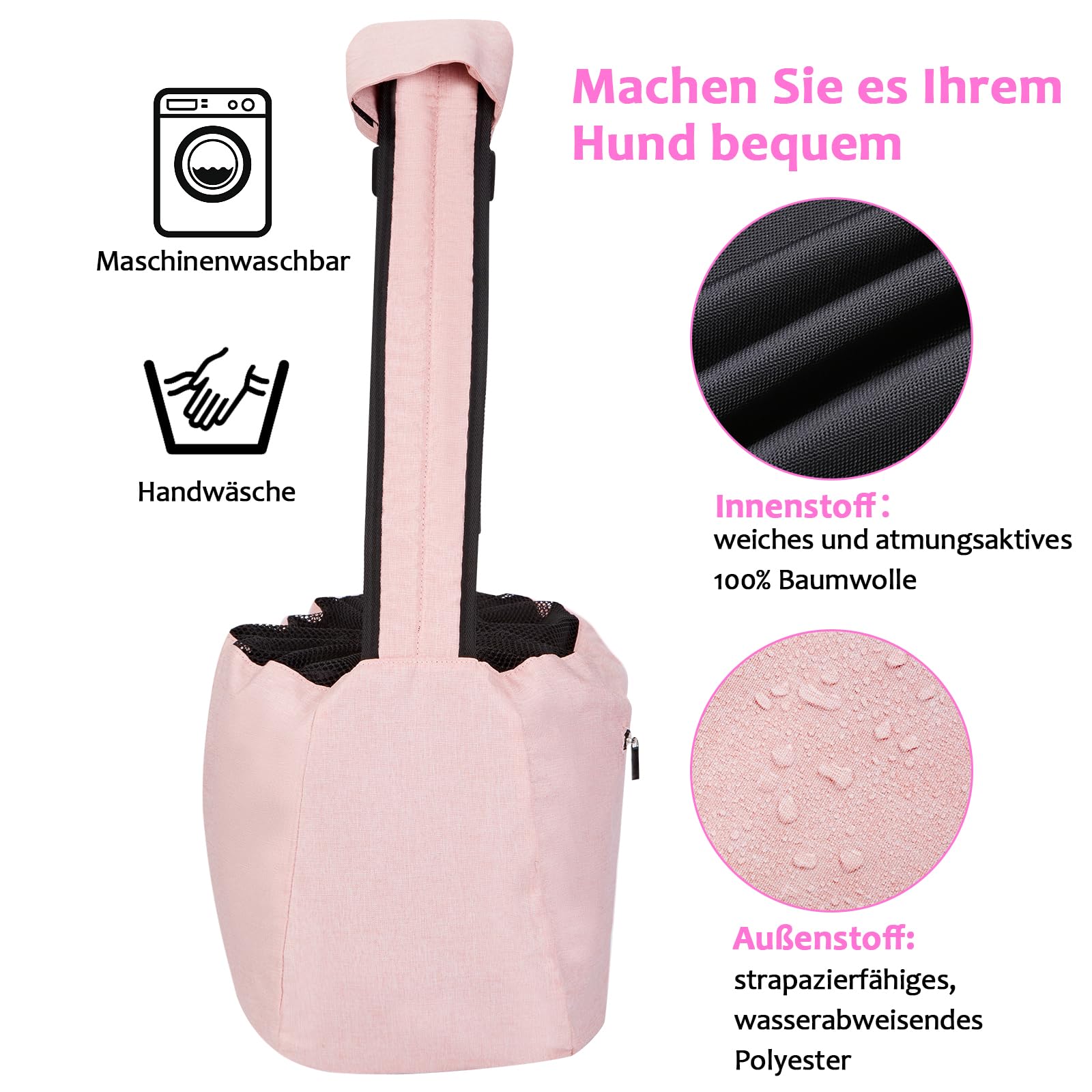 Ownpets Transportín para mascotas, se adapta a perros y gatos medianos de 6,5 a 9 kg, bolsa reversible y manos libres, con correa ajustable y almohadilla de hombro para viajes al aire libre,