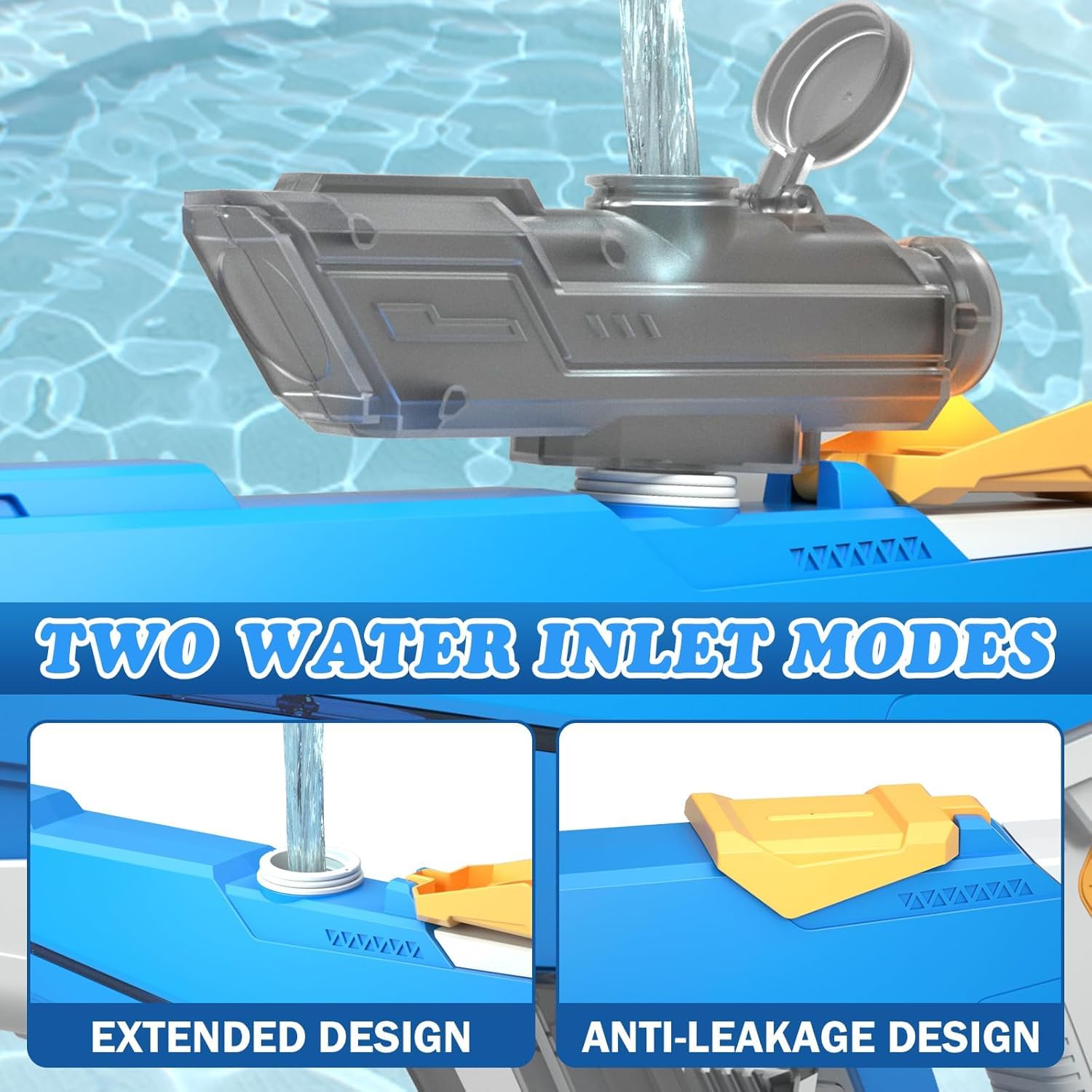 Aohcae Wasserpistole Elektrisch,Automatische Wasserpistole für Kinder und Erwachsene, 8-10 M Großer Reichweite Wasserpistole Spielzeug, Sommerspielzeug für Pool Garten Strand (Blau)