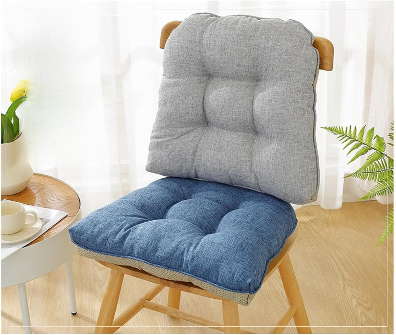 CAMZ Chair Cushions for Dining Chairs Pads, Kitchen Chair Cushions with Ties and Non Slip Backing Tufted Seat Cushion (Denim Blue)