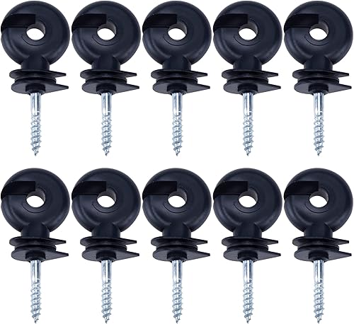 FarBoat 10 ganchos de poste de cerca aislados con extremo de tornillo autoperforante para la instalación de alambres de púas