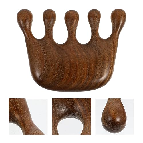 Miniatura 3 de EXCEART Peine de madera natural con dientes anchos para el cabello, terapia de cuero cabelludo de sándalo, masaje para el cabello, peine de madera,