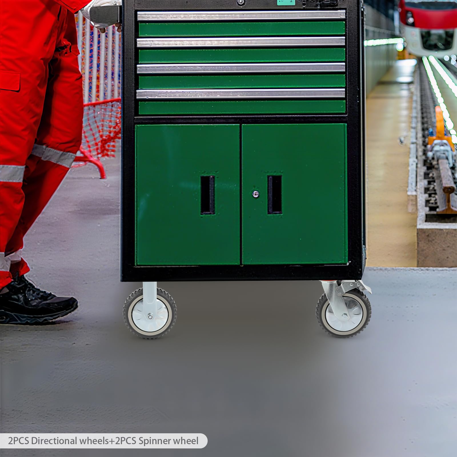 4 Stück Schwerlastrollen 200mm, PU Lenkrollen 360° mit Bremse & Festrollen | 700kg Tragkraft, Universalräder Industrierollen für Werkstatt Lager Wohnung (2 Lenkrollen mit Bremsen+ 2 Feststehende Rollen)