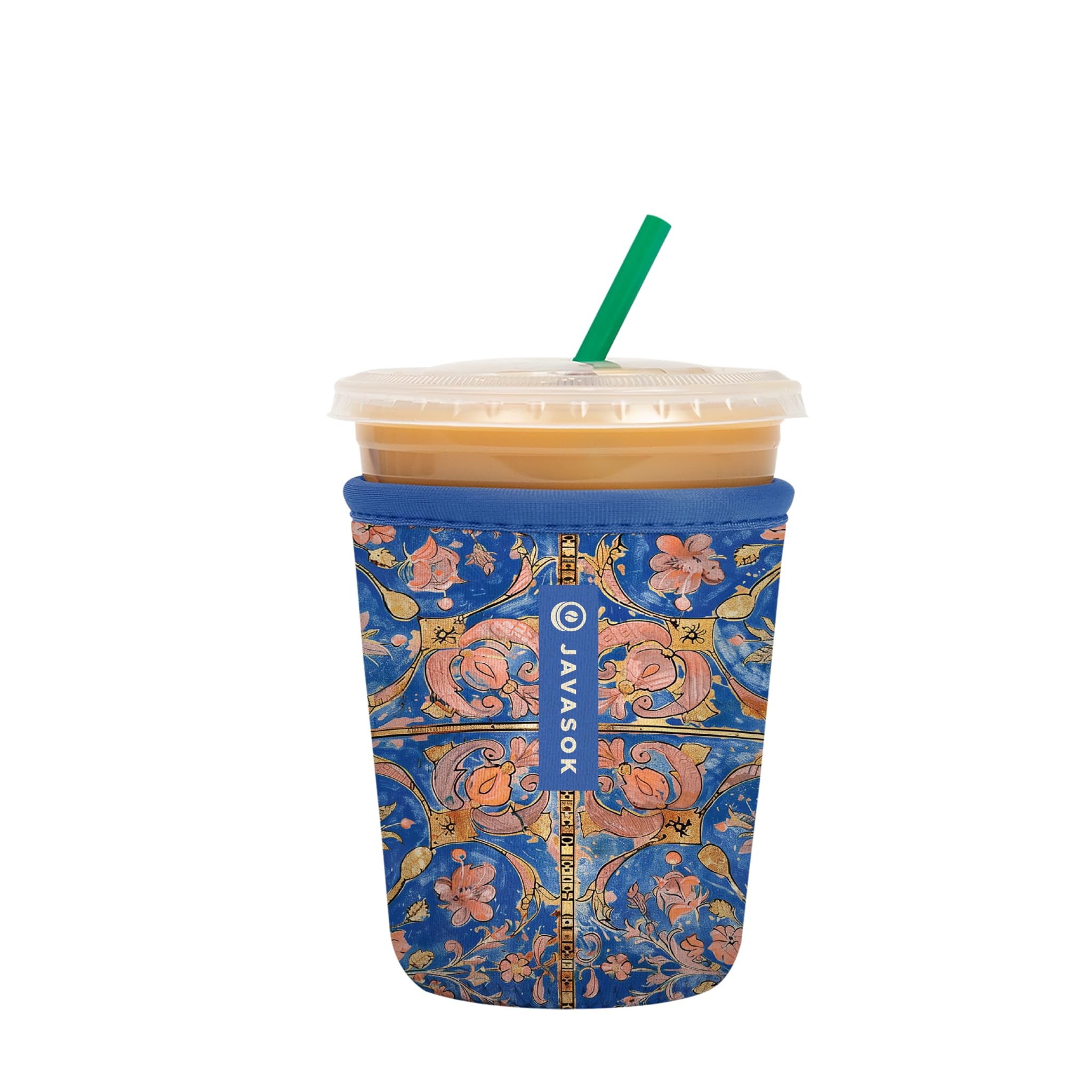 Sok It JavaSok Iced Coffee &amp; Cold Soda Insulated Neoprene Cup Sleeve (Bespoke Blooms, Large: 30-32oz)