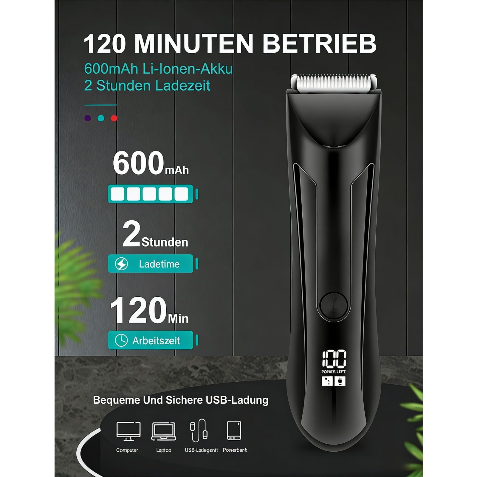 Trimsafe Body Hair Trimmer - Intimrasierer für Männer mit LED-Licht, sanfter Körperrasierer für empfindliche Haut (1 Stück)