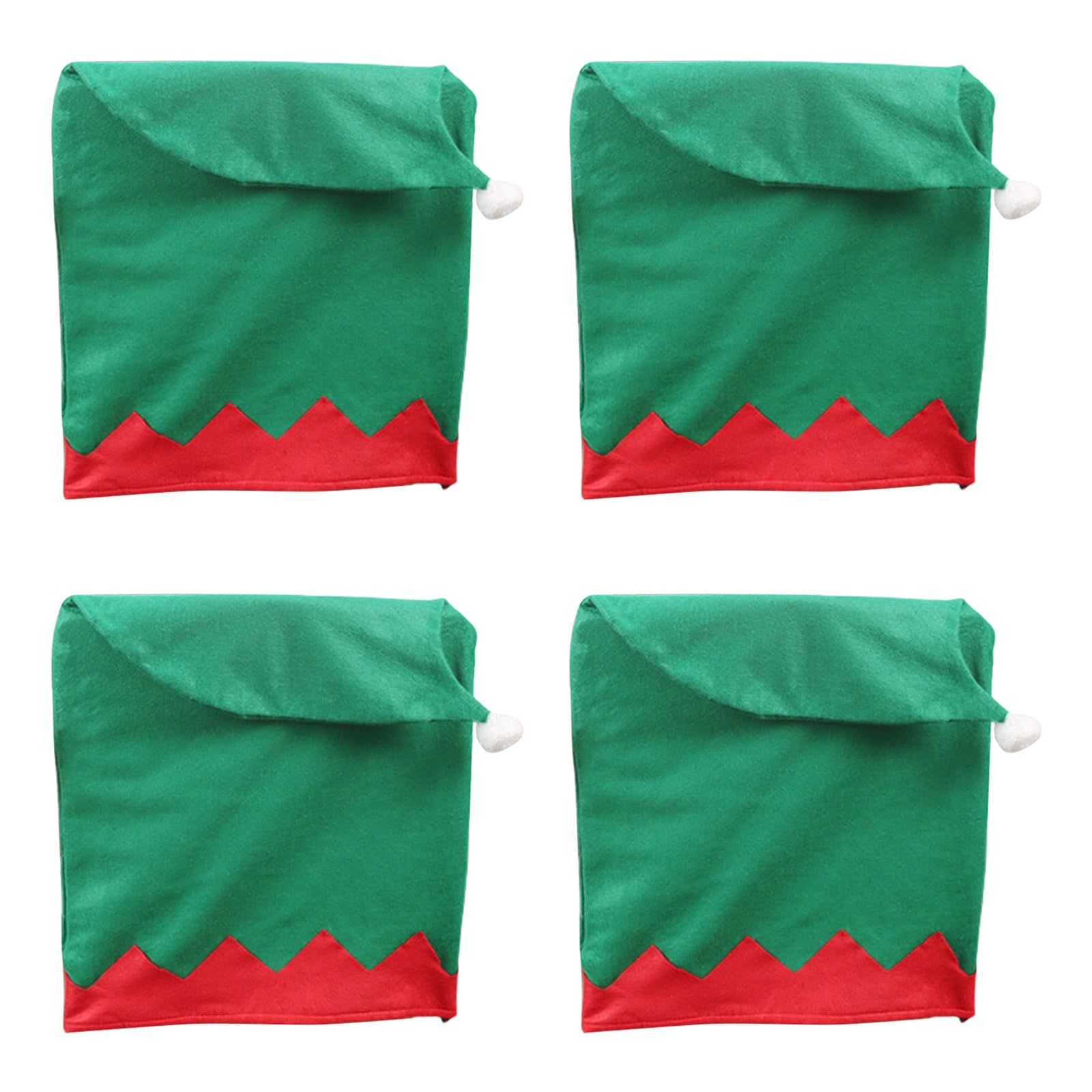 Tsophreniq Christmas Themed Redness Green Chair Back Slipcovers with Santa Hat Cover for Home and Party Decoration Festives Coverings