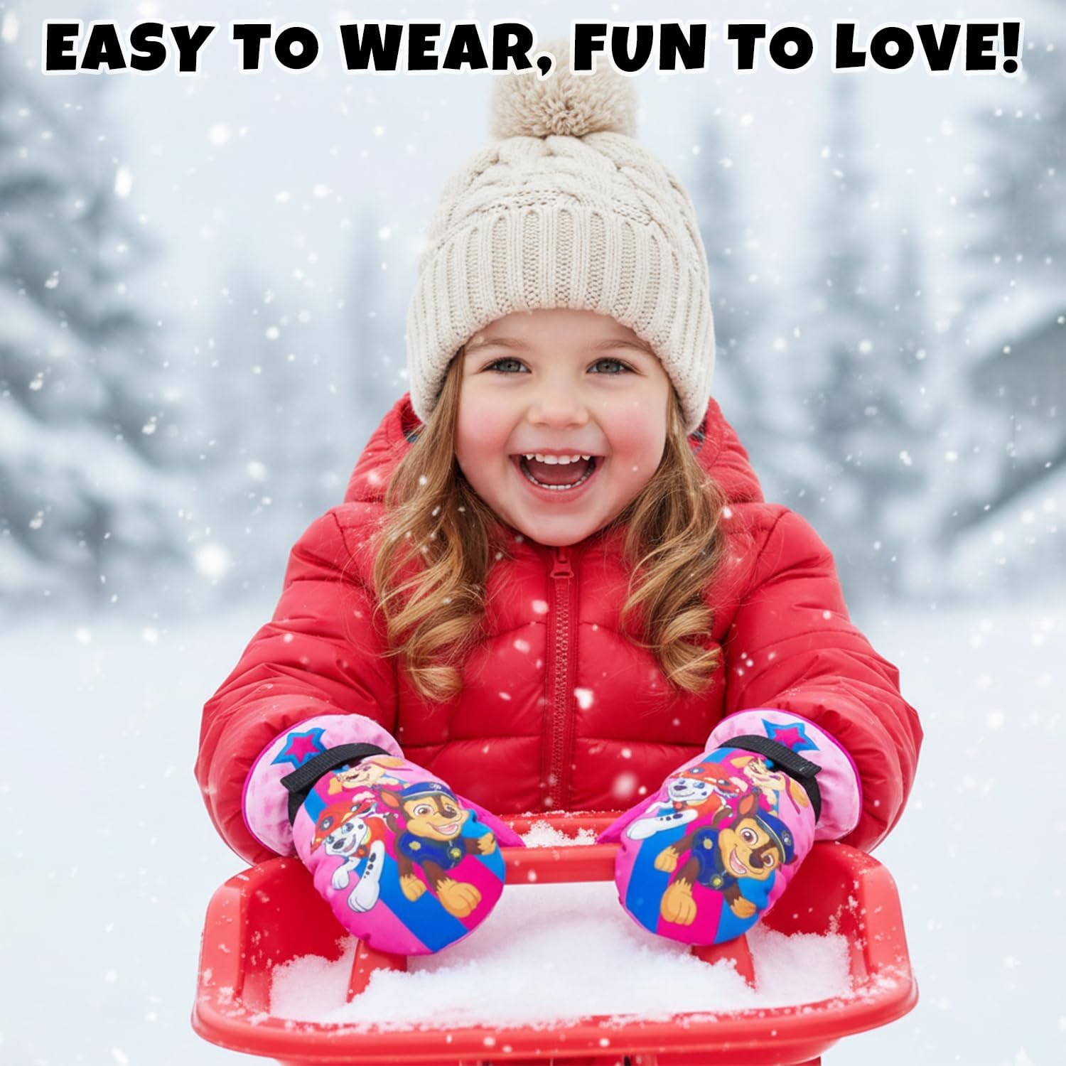 Nickelodeon Girls' Paw Patrol Ski Gloves - Marshall, Chase, Rubble Ski Gloves or Mittens (2-7)