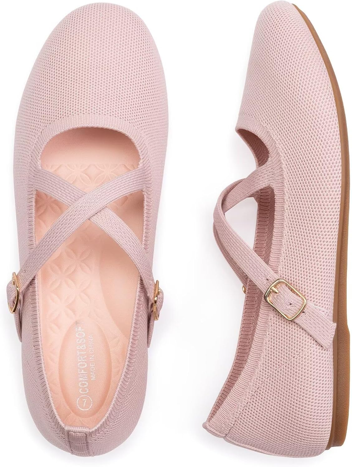 FRANK MULLY Women's Mary Jane Flats Knit Ballet Criss Cross Ankle Strap Flat Shoes