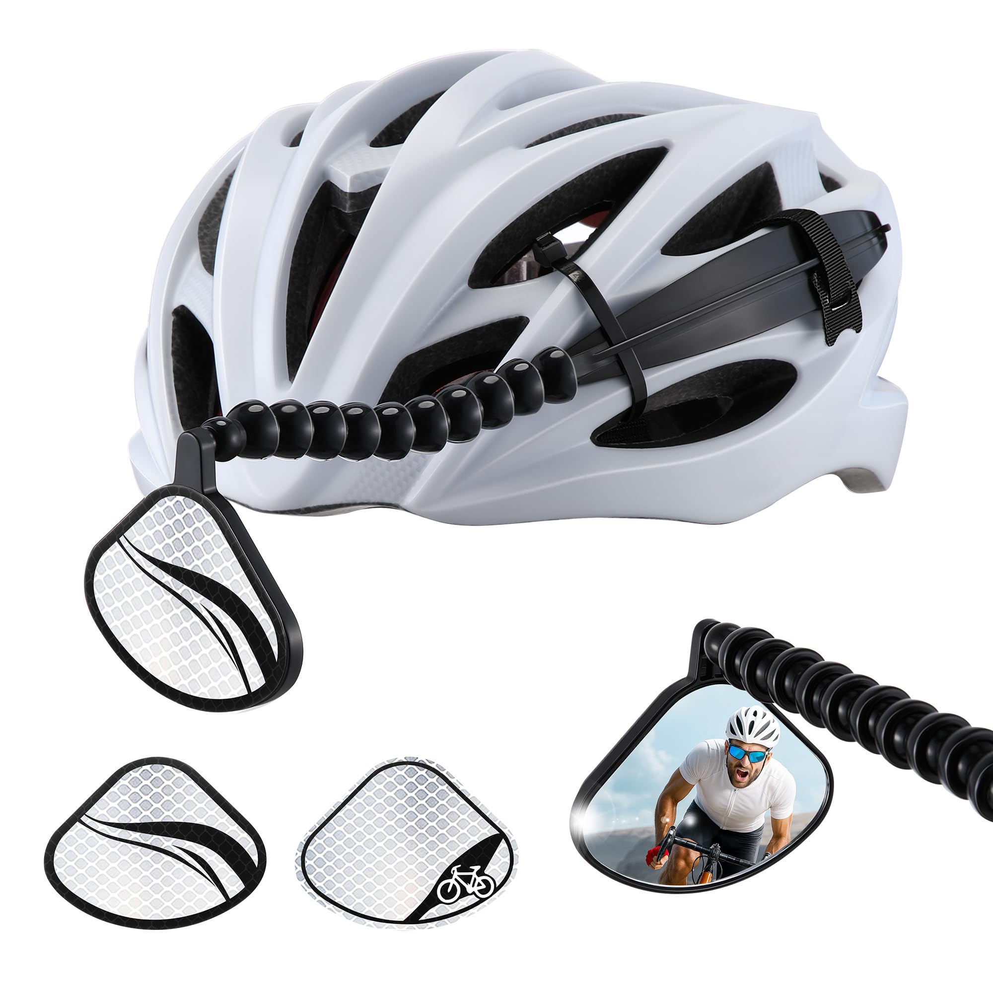 Enhon Bike Helmet Mirror with Rear Reflector Upgraded Adjustable