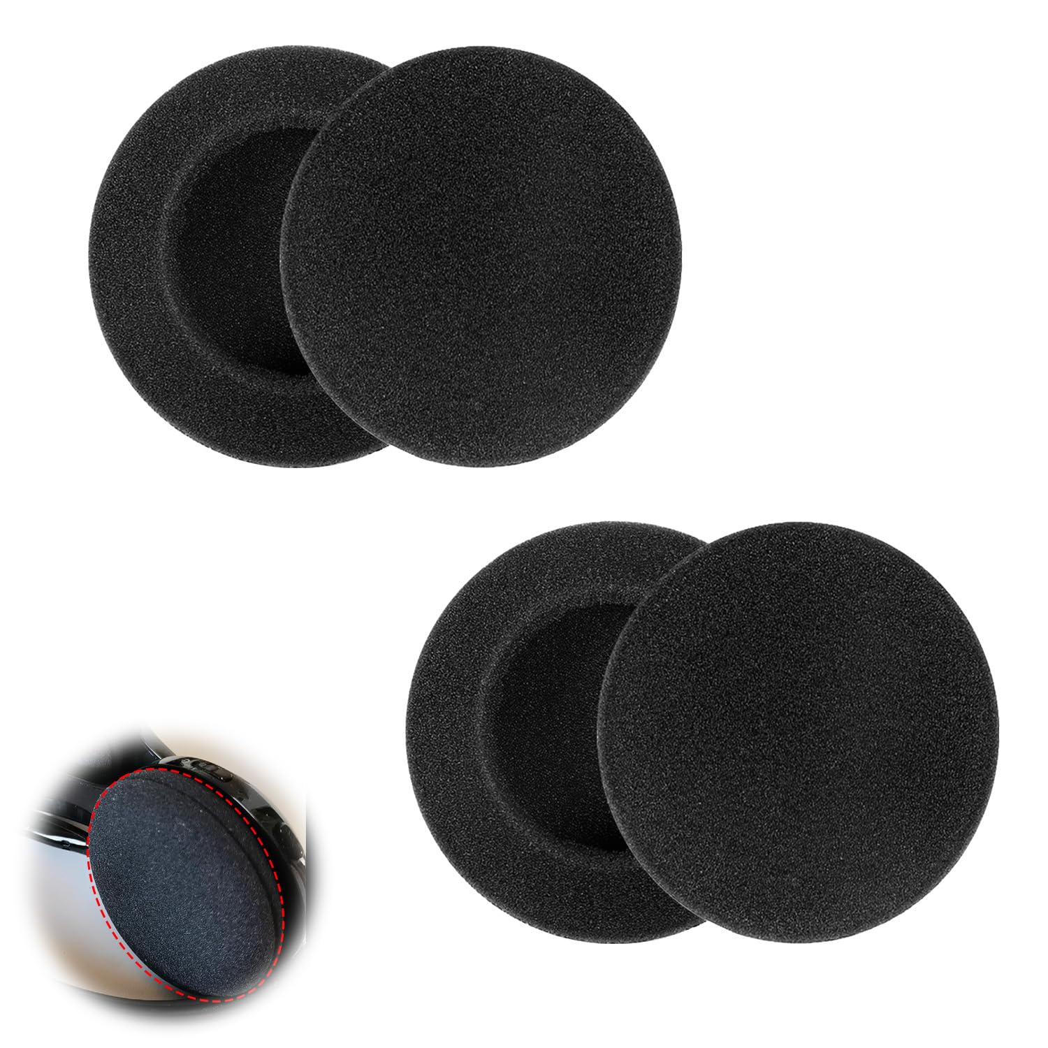 ヘッドホンカバー 4個入り 50mm イヤーパッド ブラック 交換用 高弾性スポンジ ヘッドセット イヤークッション 耳当て 快適 装着 洗浄可能 (50mm)