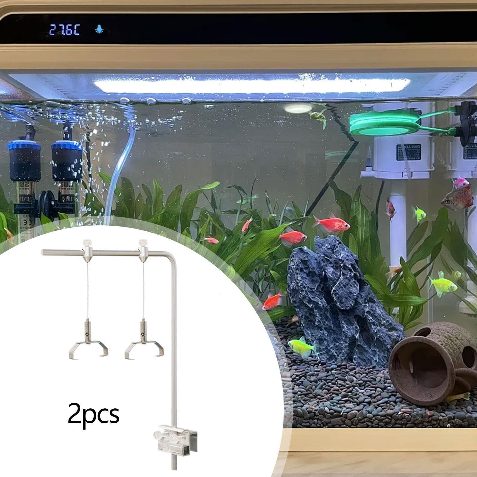 2 Stück Aquariumlichthalterung Lampenbügel Montagegestell Lampenstützen Leuchtenhalter mit Verstellbarem Und Universellem Design für Eine Sichere Und, mit 4 Clips