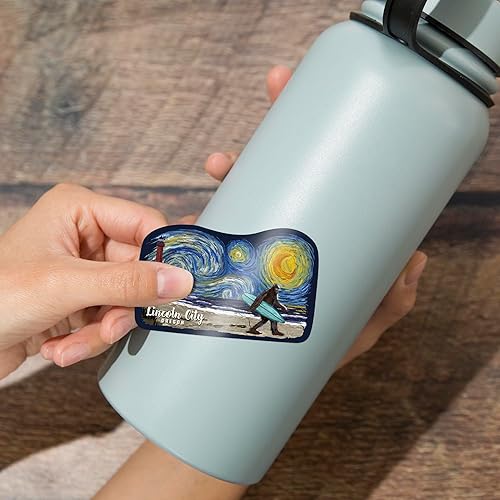 Miniatura 9 de Calcomanía troquelada de Lincoln City, Oregon, noche estrellada, pie grande en la playa, calcomanía de vinilo de contorno de 1 a 3 pulgadas