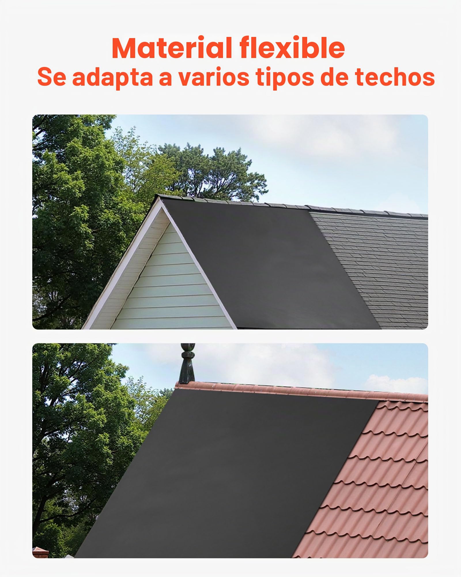 VEVOR Membrana para Techos de 6,096 x 7,62 m, Lámina de EPDM de 1,14 mm, Impermeabilización, Duradera y Resistente a la Intemperie, Base para Autocaravanas, Techos y Estanques, Negro, 1 Rollo