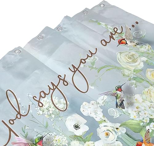 Miniatura 5 de Yibuda Cortina de ducha de flores cristianas, con versículos bíblicos, cortina de ducha religiosa, cortina de ducha rústica floral de colibrí, tela