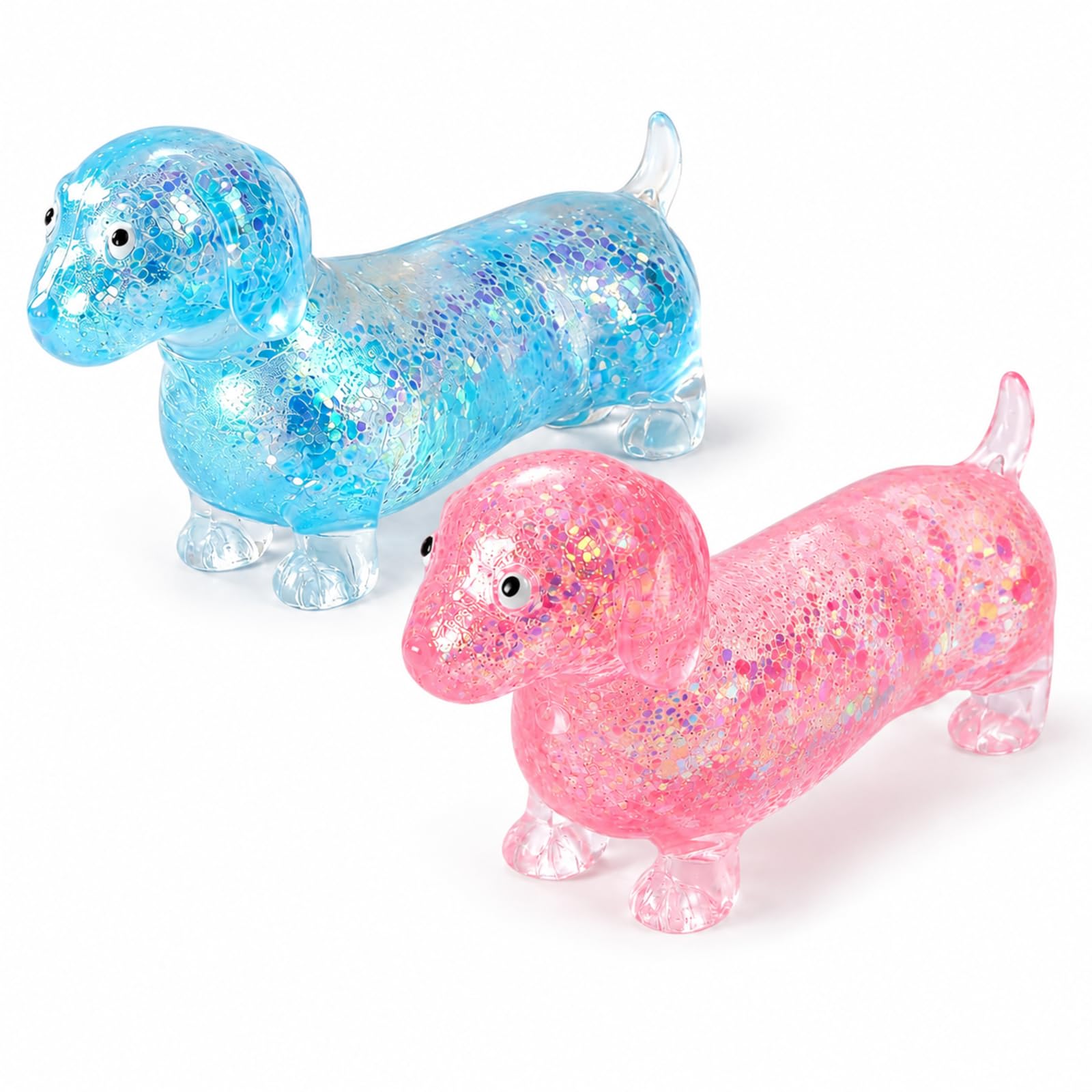 2 PCS Dog Squishy, Sausage Dog Squishy, Sensory Tools for Stress Relief and Focus Improvement, Portable Desk Companion for Office and Travel Use