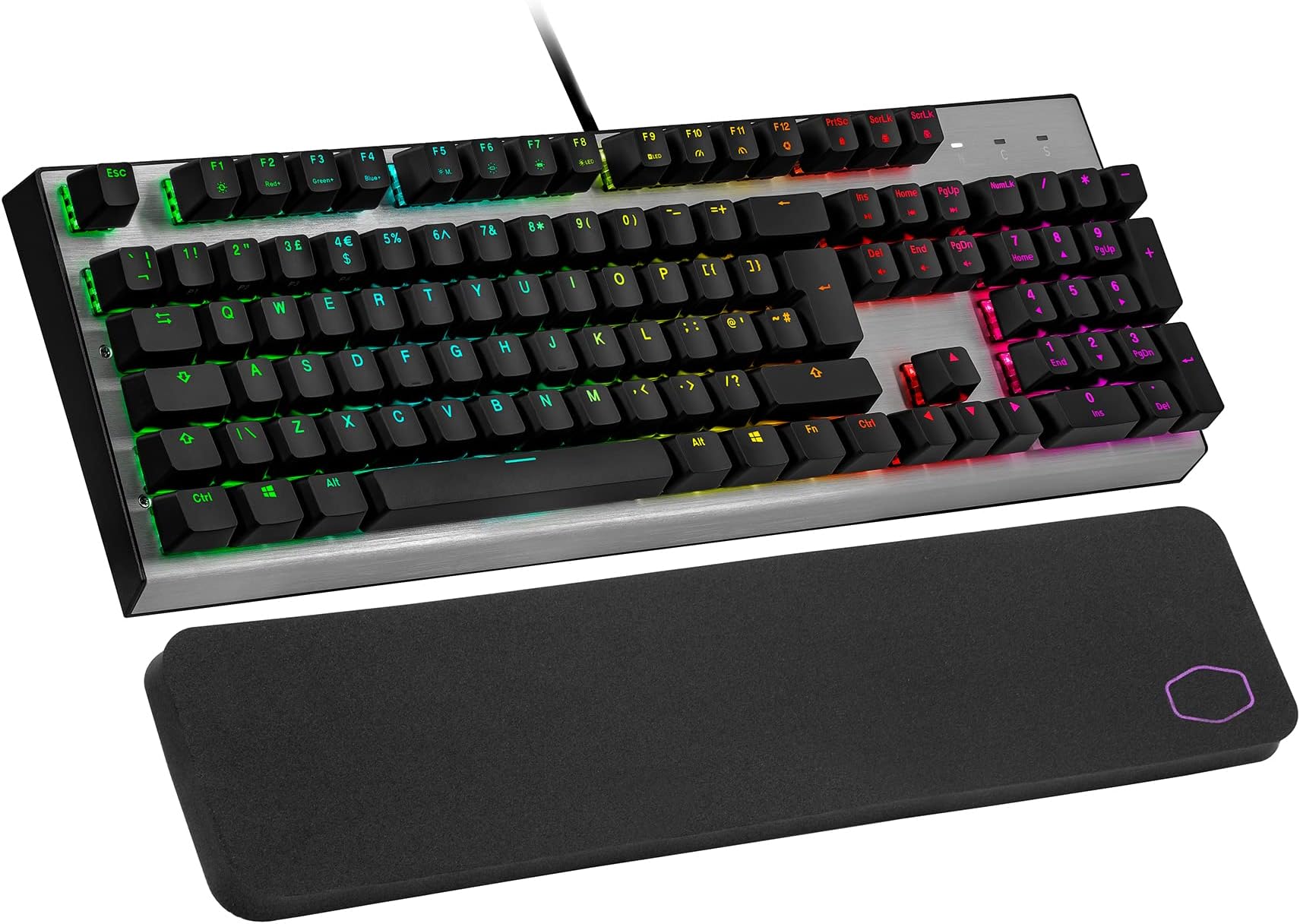 Cooler MasterCK351 Optical Gaming Keyboard (US Layout) - Red Switches (Hot-Swappable), Full NKRO, Per-key RGB (MasterPlus+), Wrist Rest, Customizable Keycaps - Full-Sized, Wired, QWERTY