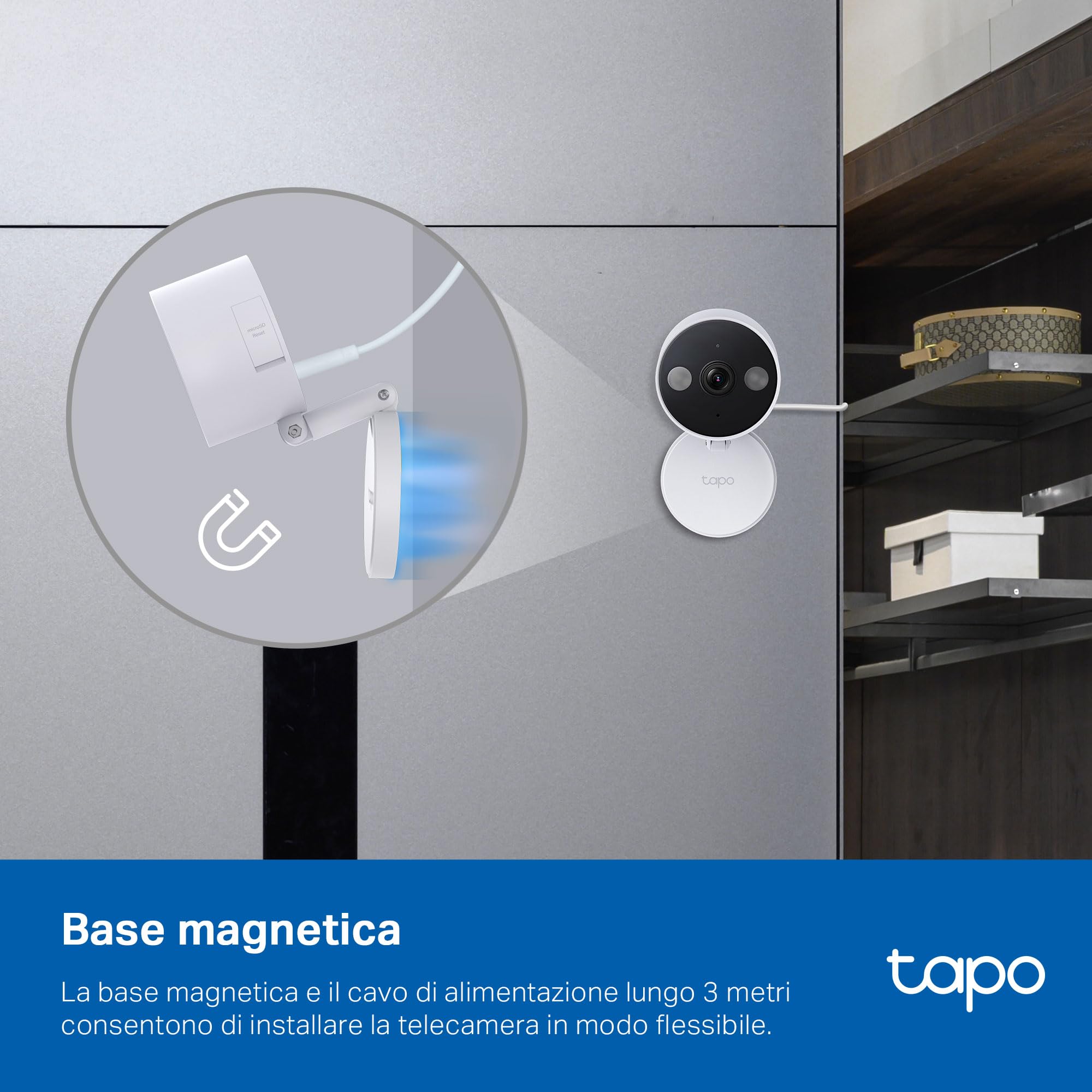 Tapo C120 Telecamera Wi-Fi Esterno & Interno, Videocamera Sorveglianza 2K 4MP, Sicurezza Domestica AI, Visione Notturna, Installazione semplice, Base Magnetica, IP66 Resistente Alle Intemperie, Alexa