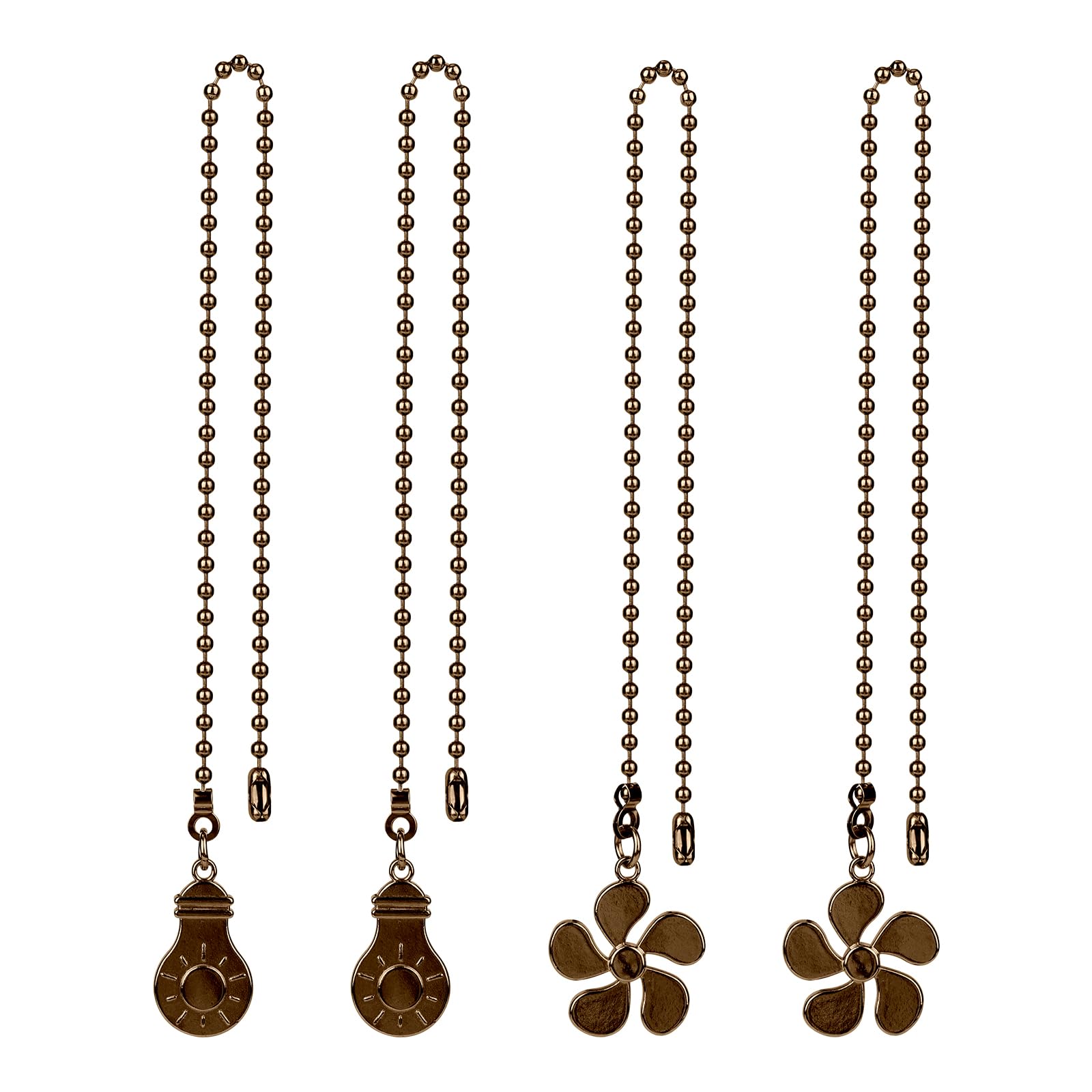 4pcs Ceiling Fan Pull Chain Extenders, 35.3cm/14in Durable Pull Chain Extension with Light Bulb and Fan Pendants Decorative Accessories for Bedroom Living Room (Antique Bronze)