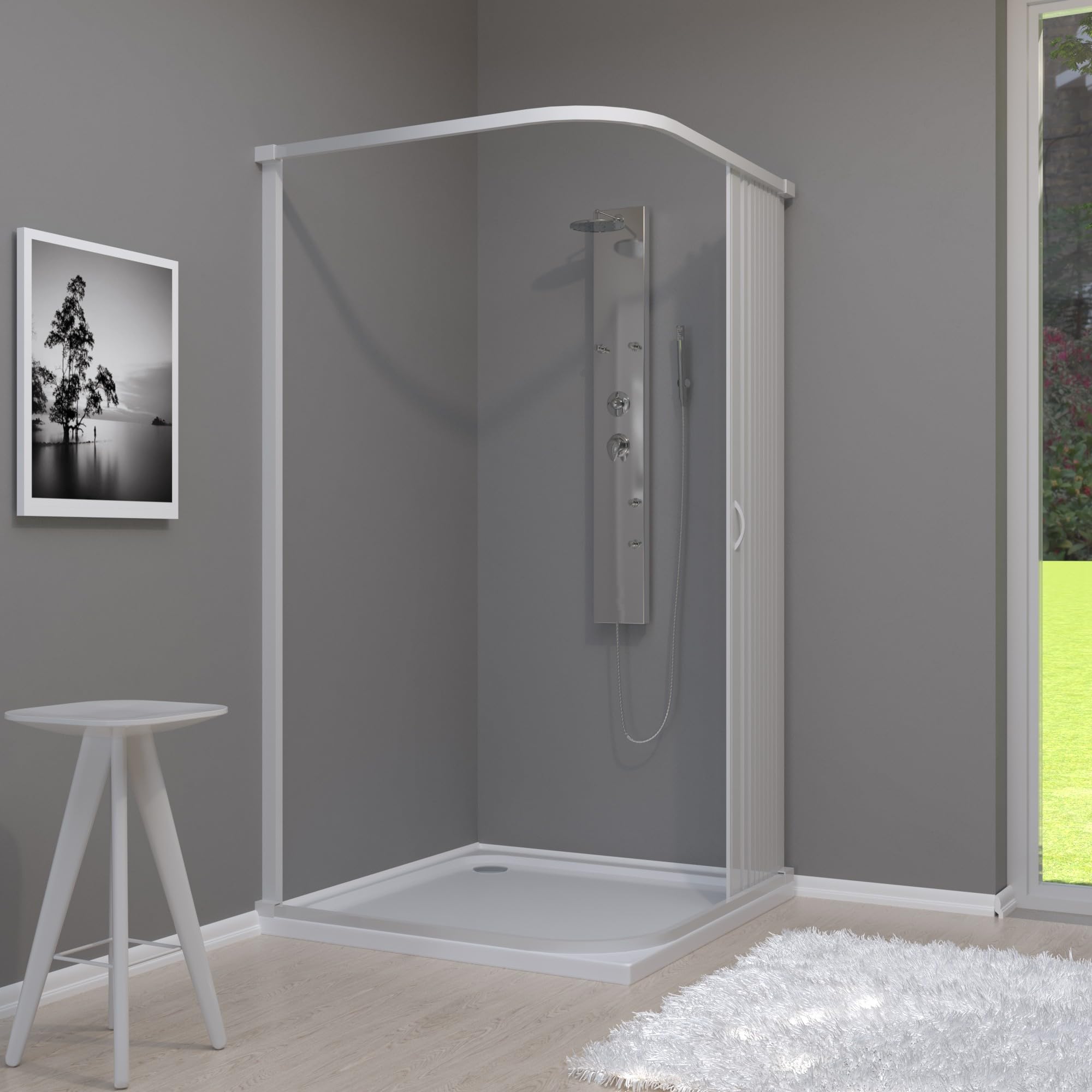 OLIMPO DOCCE - Box Doccia 2 lati angolare soffietto in pvc bianco - 110x70