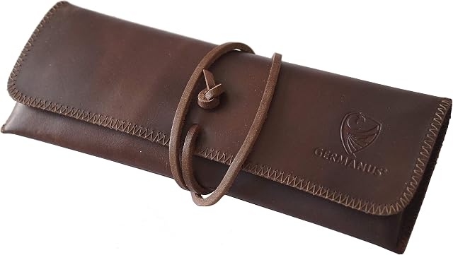GERMANUS Leather Pencil Case Strap - Made in EU (Dark Brown)
