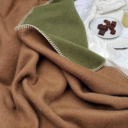 Miniatura 245 de Manta gruesa de lana de alpaca pesada para acampar al aire libre o usar en interiores Mantas suaves de lana de alpaca peruana