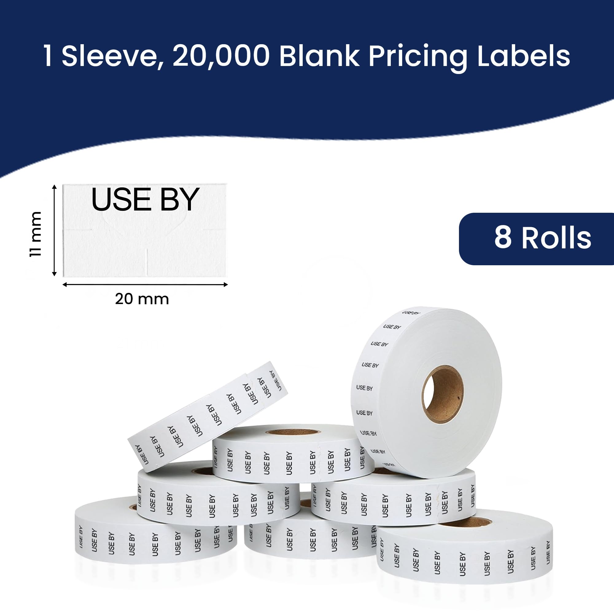 Noir Imprimé sur la consommation de Blanc Prix étiquettes pour Monarch 1131 Price Gun – 8 rouleaux, 20 000 Pricemarking étiquettes – avec Bonus d'encre Rouleau