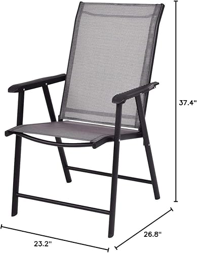 Miniatura 2 de Paquete de 4 sillas plegables de patio portátiles para campamento al aire libre, playa, silla de comedor con reposabrazos gris