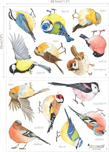 Miniatura 5 de DECOWALL DS2-8038 - Calcomanías de pared para niños, diseño de pájaros pequeños, calcomanías de pared extraíbles para niños, guardería, dormitorio,
