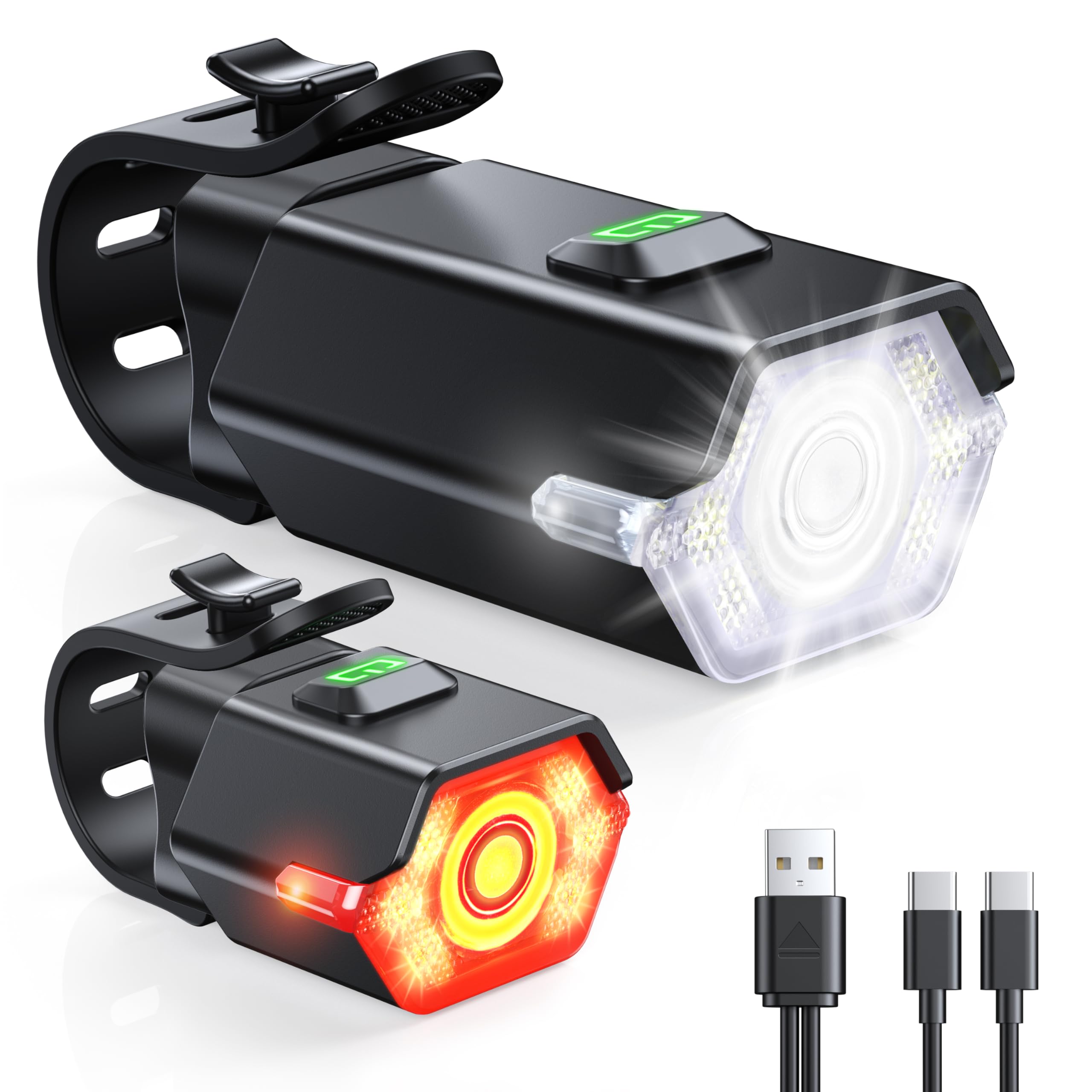 Luci Bici LED Ricaricabili USB - Anteriore E Posteriore, 360&deg; Visibile, Impermeabile IP65